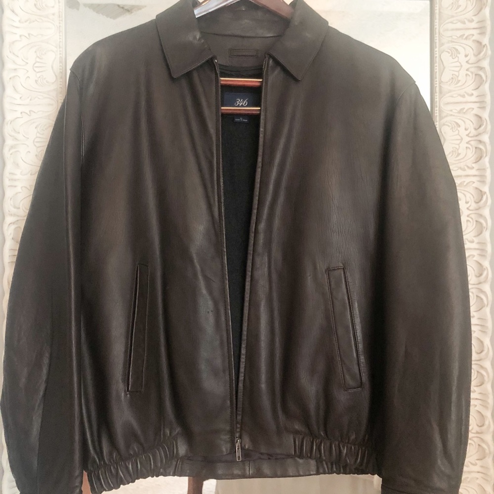 Brooks Brothers Leather Bomber Jacket